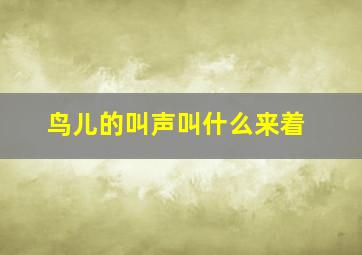 鸟儿的叫声叫什么来着