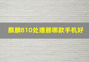 麒麟810处理器哪款手机好