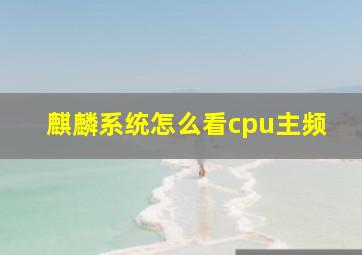 麒麟系统怎么看cpu主频