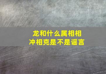 龙和什么属相相冲相克是不是谣言