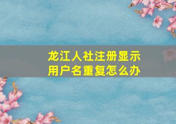 龙江人社注册显示用户名重复怎么办